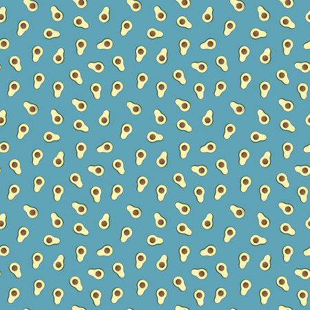 Avocado seamless pattern. Vegan organic eco fruit background. vector illustration.のイラスト素材
