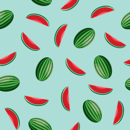 Watermelon seamless pattern. Vegan organic eco fruit background. vector illustrationのイラスト素材