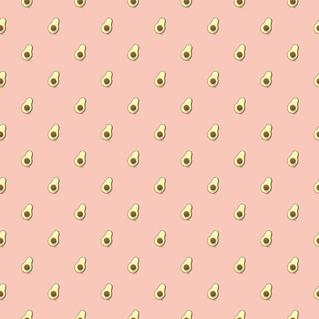 Avocado seamless pattern. Vegan organic eco fruit background. vector illustration.のイラスト素材