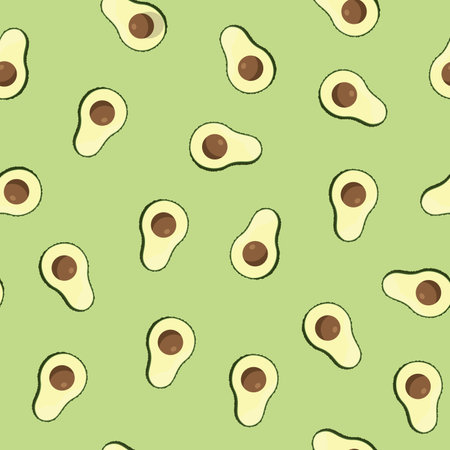Avocado seamless pattern. Vegan organic eco fruit background. vector illustration.のイラスト素材