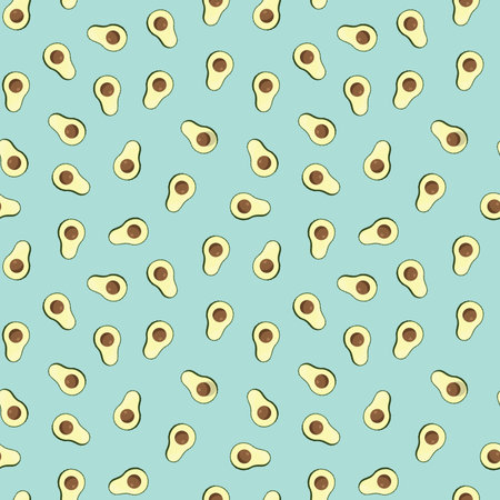 Avocado seamless pattern. Vegan organic eco fruit background. vector illustration.のイラスト素材