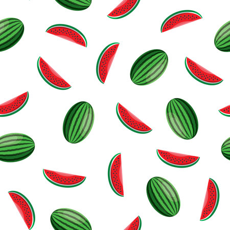 Watermelon seamless pattern. Vegan organic eco fruit background. vector illustration.のイラスト素材