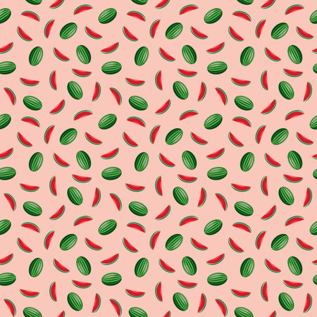 Watermelon seamless pattern. Vegan organic eco fruit background. vector illustrationのイラスト素材