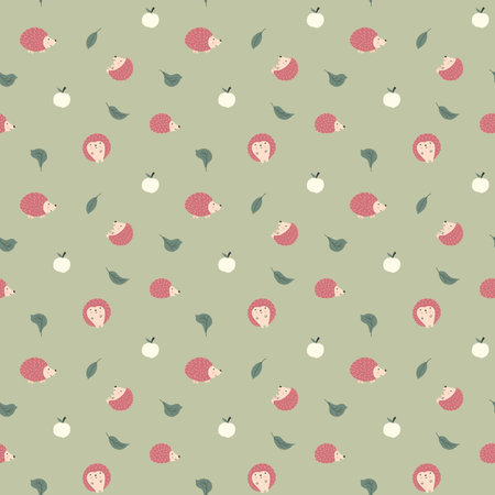 Cute Hedgehog Seamless Pattern, Cartoon animal background vector Illustration.のイラスト素材