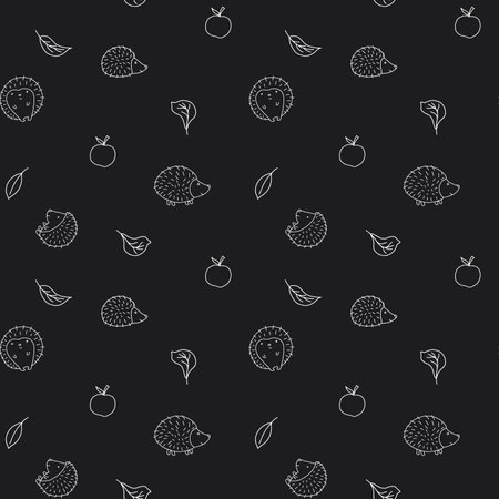 Cute Hedgehog Seamless Pattern, Cartoon animal background vector Illustration.のイラスト素材
