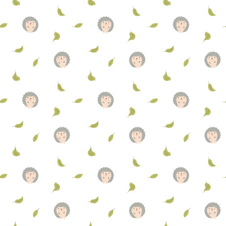 Cute Hedgehog Seamless Pattern, Cartoon animal background vector Illustration.のイラスト素材