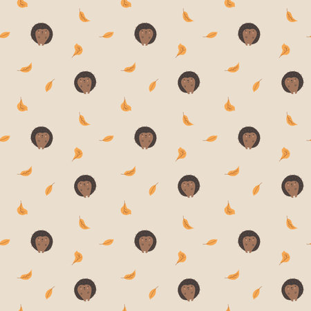 Cute Hedgehog Seamless Pattern, Cartoon animal background vector Illustration.のイラスト素材