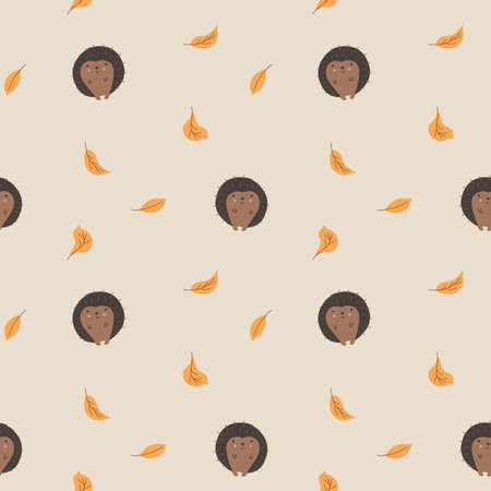 Cute Hedgehog Seamless Pattern, Cartoon animal background vector Illustration.のイラスト素材