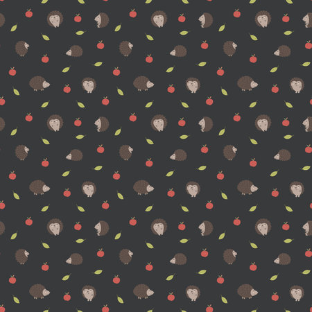 Cute Hedgehog Seamless Pattern, Cartoon animal background vector Illustration.のイラスト素材