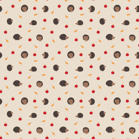 Cute Hedgehog Seamless Pattern, Cartoon animal background vector Illustration.のイラスト素材