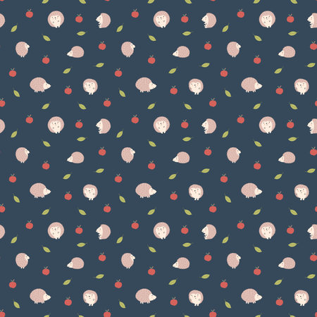 Cute Hedgehog Seamless Pattern, Cartoon animal background vector Illustration.のイラスト素材