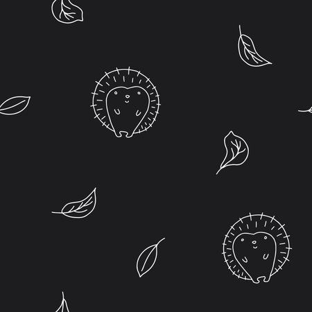 Cute Hedgehog Seamless Pattern, Cartoon animal background vector Illustration.のイラスト素材