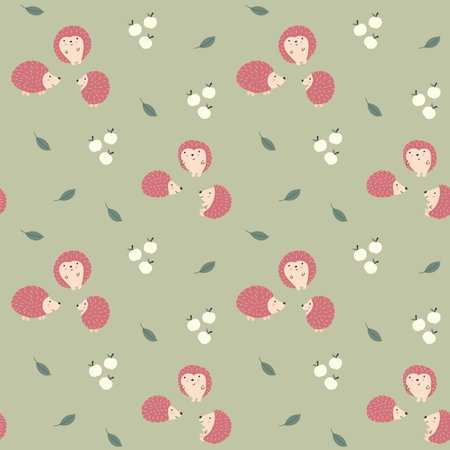 Cute Hedgehog Seamless Pattern, Cartoon animal background vector Illustration.のイラスト素材