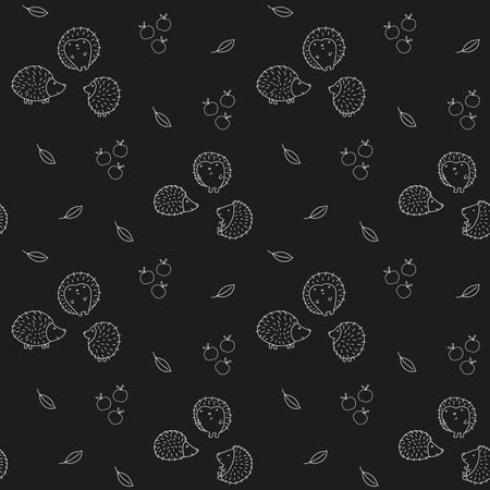 Cute Hedgehog Seamless Pattern, Cartoon animal background vector Illustration.のイラスト素材