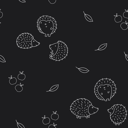 Cute Hedgehog Seamless Pattern, Cartoon animal background vector Illustration.のイラスト素材