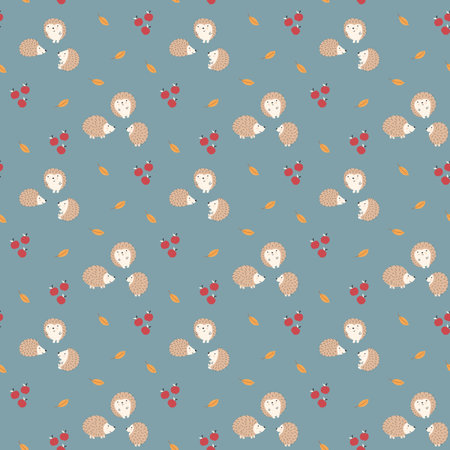 Cute Hedgehog Seamless Pattern, Cartoon animal background vector Illustration.のイラスト素材