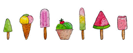ice cream iconsのイラスト素材