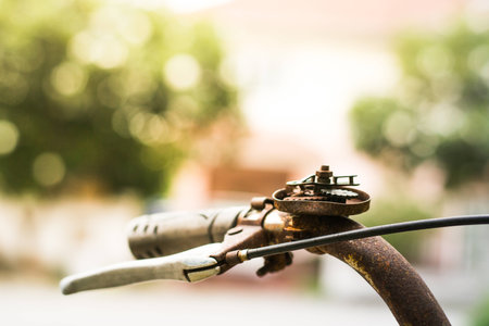 old  bicycle bell it is full of rust  and brokenの写真素材