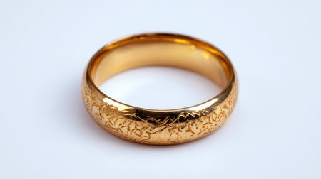 This elegant gold ring showcases intricate engraving, making it a perfect choice for weddings or special occasions. Its beauty reflects luxury and craftsmanship.の素材