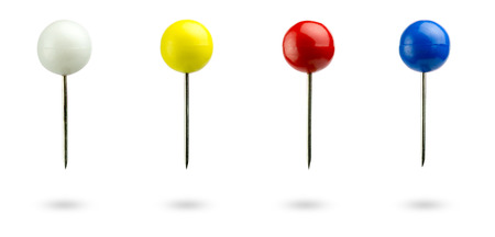 Closeup set of multicolor pin on white background.の写真素材