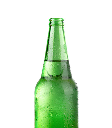 Close up of beer bottle on whiteの写真素材