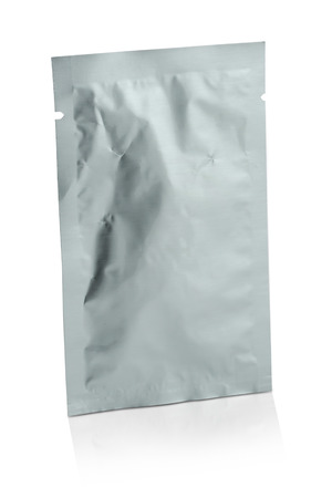 blank white product packaging on white background の写真素材