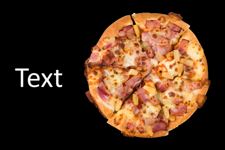 Tasty pizza on a black background の写真素材