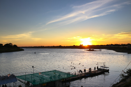 sunset on the river.の写真素材