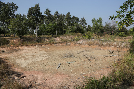 Dry pond in the countryside.の写真素材