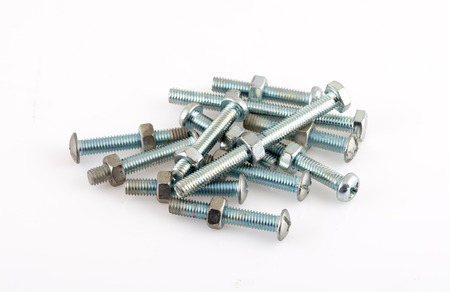 bolts and screw on white background.Focus point.の写真素材