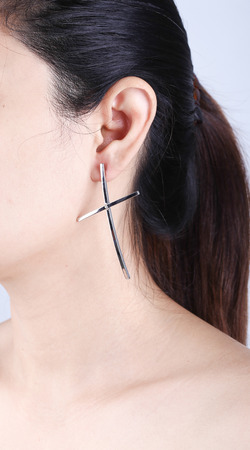 luxury earring in girl earの写真素材