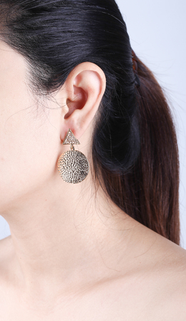 luxury earring in girl earの写真素材