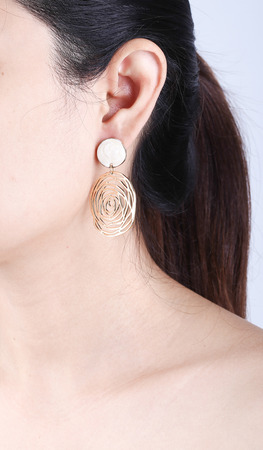 luxury earring in girl earの写真素材