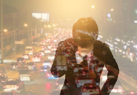 Business people are frustrated because of traffic jams. Rush hour concept.の写真素材