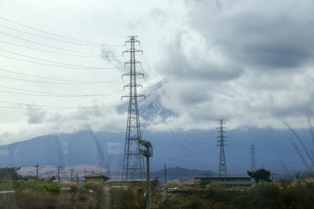 KAWAGUCHIKO, JAPAN - November 22 : Road to Mount Fuji on a cloudy day of Kawaguchiko, JAPAN.のeditorial素材