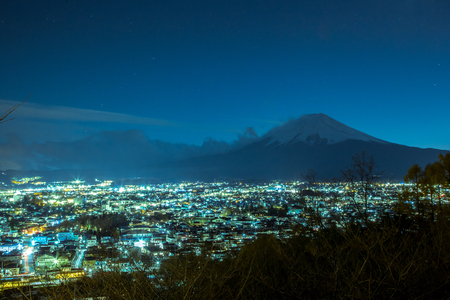 Mount Fuji on night - Top view from mount.の写真素材