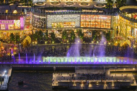 BANGKOK - FEB 23, 2019 : Multimedia light show combined with fountain Icon Siam, Icon Siam Along the Chao Phraya River at , ICONSIAM, Thailand.のeditorial素材