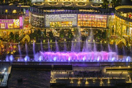 BANGKOK - FEB 23, 2019 : Multimedia light show combined with fountain Icon Siam, Icon Siam Along the Chao Phraya River at , ICONSIAM, Thailand.のeditorial素材