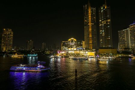 BANGKOK - FEB 23, 2019 : Multimedia light show combined with fountain Icon Siam, Icon Siam Along the Chao Phraya River at , ICONSIAM, Thailand.のeditorial素材