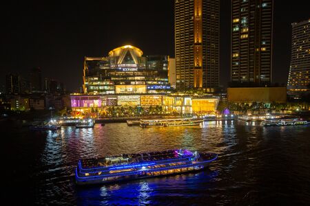 BANGKOK - FEB 23, 2019 : Multimedia light show combined with fountain Icon Siam, Icon Siam Along the Chao Phraya River at , ICONSIAM, Thailand.のeditorial素材