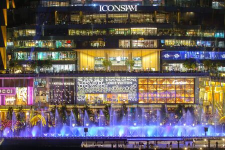 BANGKOK - FEB 23, 2019 : Multimedia light show combined with fountain Icon Siam, Icon Siam Along the Chao Phraya River at , ICONSIAM, Thailand.のeditorial素材