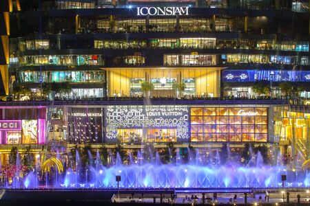 BANGKOK - FEB 23, 2019 : Multimedia light show combined with fountain Icon Siam, Icon Siam Along the Chao Phraya River at , ICONSIAM, Thailand.のeditorial素材
