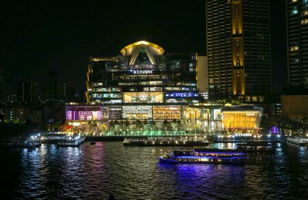 BANGKOK - FEB 23, 2019 : Multimedia light show combined with fountain Icon Siam, Icon Siam Along the Chao Phraya River at , ICONSIAM, Thailand.のeditorial素材