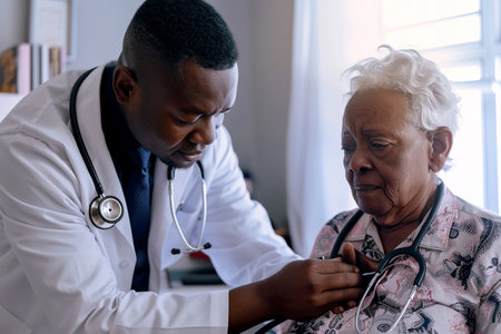 Doctor checking the health of a patient at the hospital.の素材