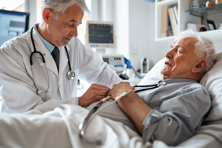 Doctor checking the health of a patient at the hospital. Ai Generative.の素材
