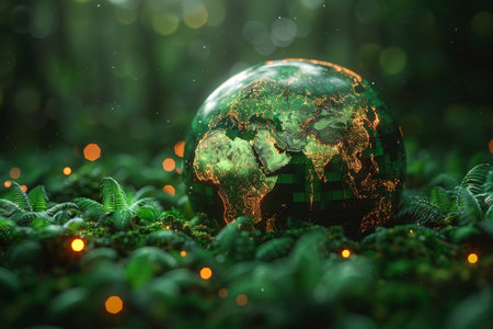 Green energy for clean and sustainable environment. Ai Generative.の素材