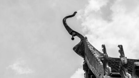 Black and white roof of temple の写真素材