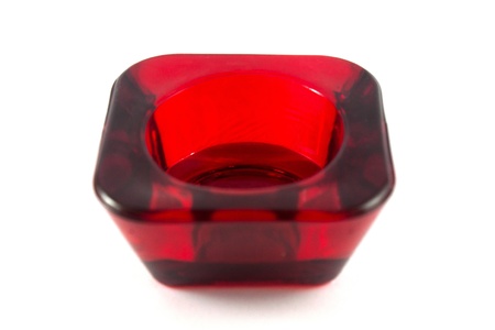 red glass candle holder isolate white backgroundの写真素材