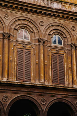 Exterior of old medieval church in Rome, Italy