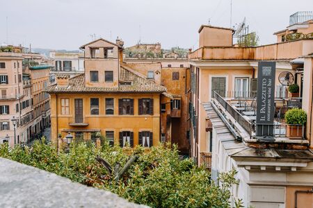View from the church of Trinita dei Monti at Spanish Steps (Piazza di Spagna). Rome, Italyの写真素材